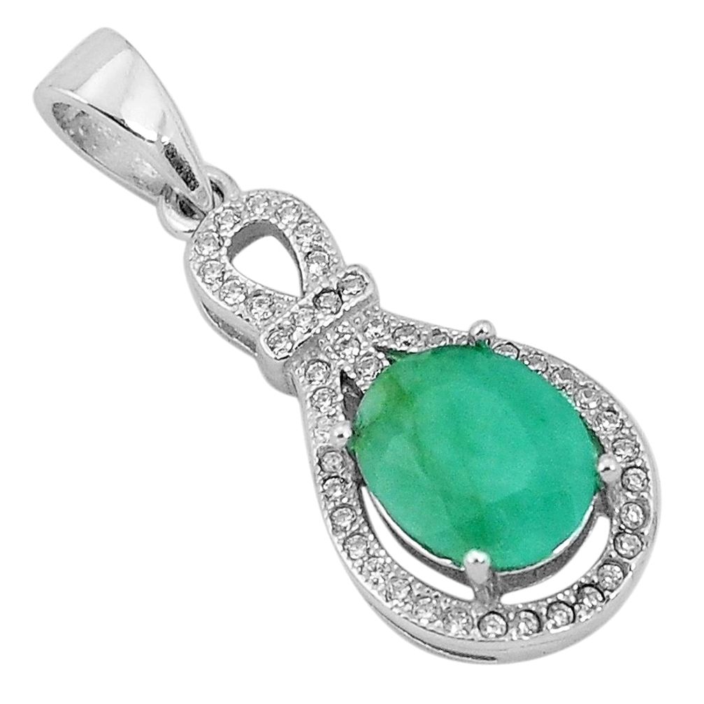 4.52cts natural green emerald topaz 925 sterling silver pendant jewelry a96397