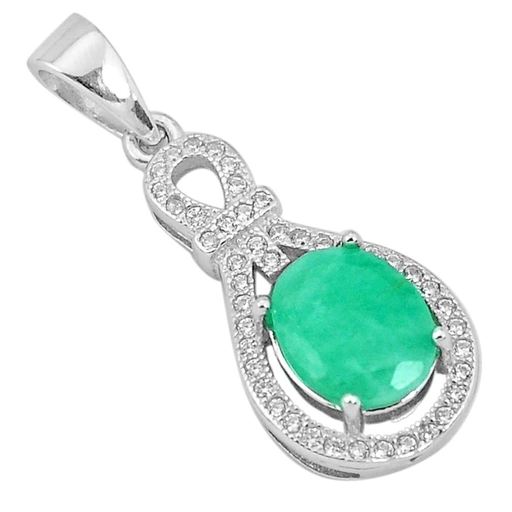 4.89cts natural green emerald topaz 925 sterling silver pendant jewelry a96400