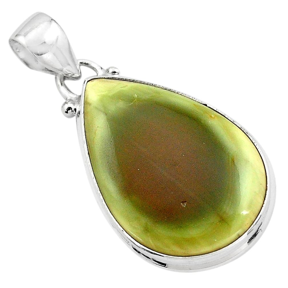 13.55cts natural green imperial jasper pear 925 sterling silver pendant p85169