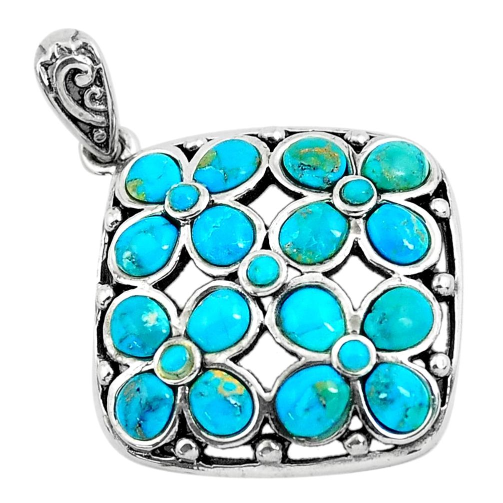 7.10cts natural green kingman turquoise 925 sterling silver pendant c1718