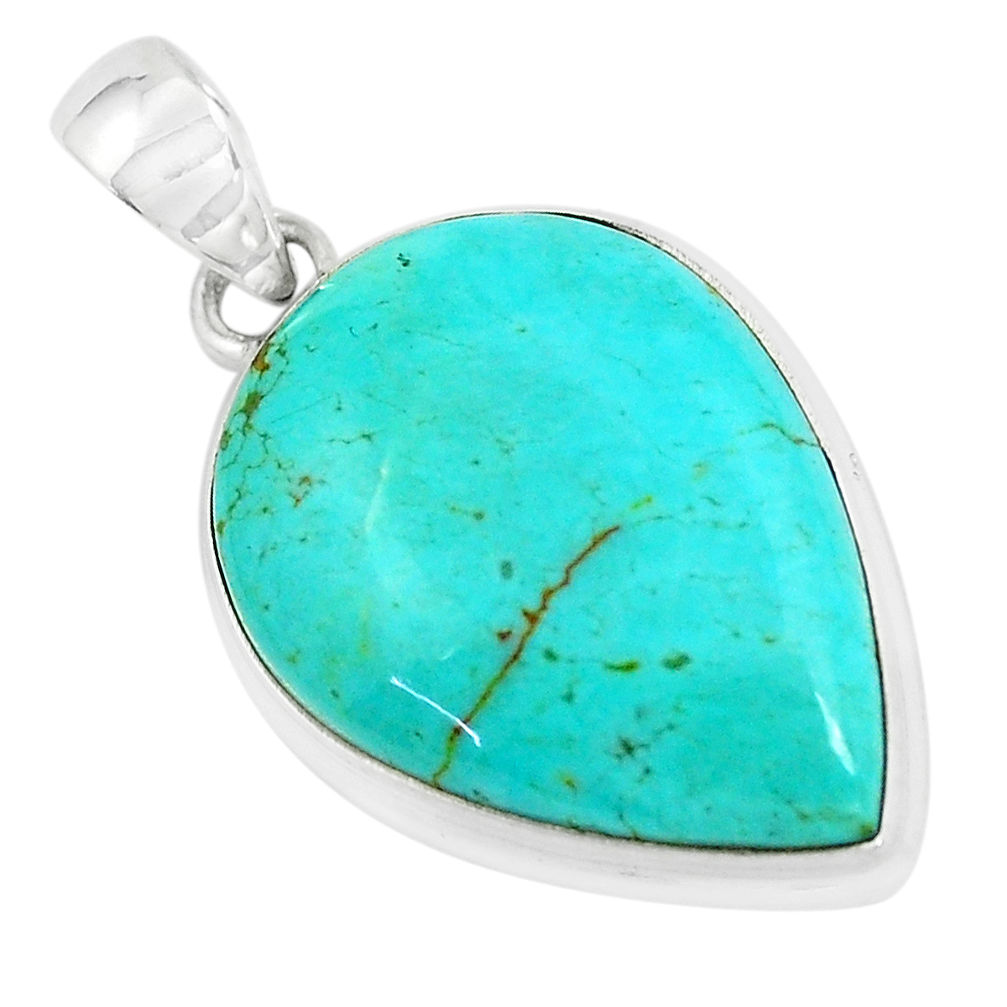 16.88cts natural green kingman turquoise 925 sterling silver pendant p65271