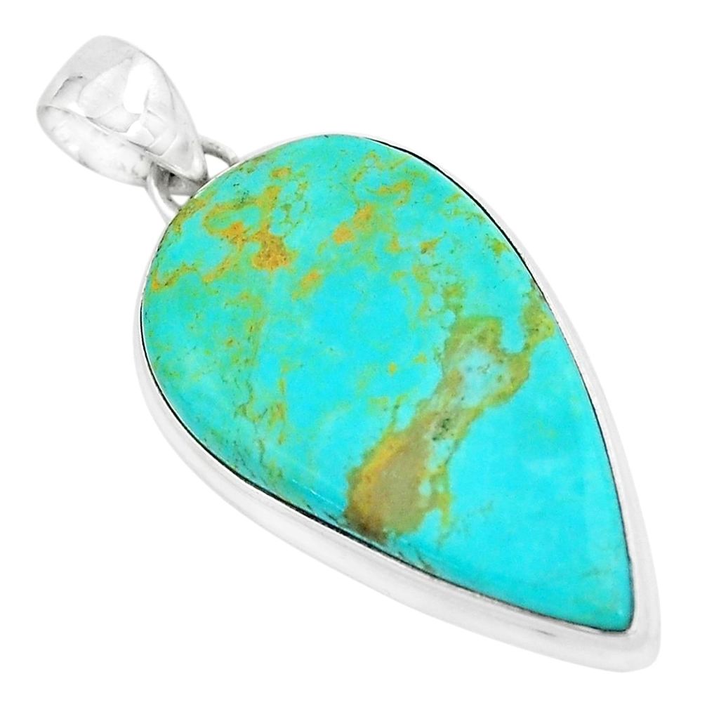 16.20cts natural green kingman turquoise 925 sterling silver pendant p65275