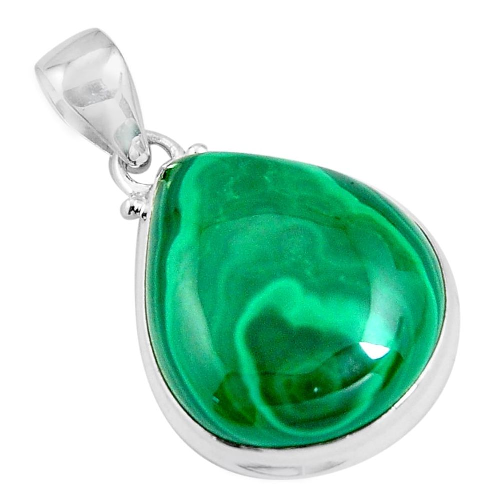 32.12cts natural green malachite (pilot's stone) 925 silver pendant p90306