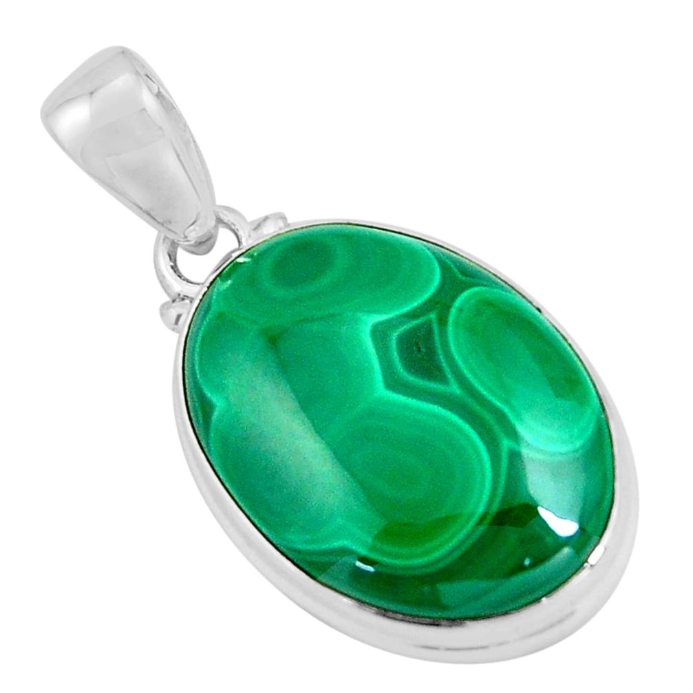22.30cts natural green malachite (pilot's stone) 925 silver pendant p90316