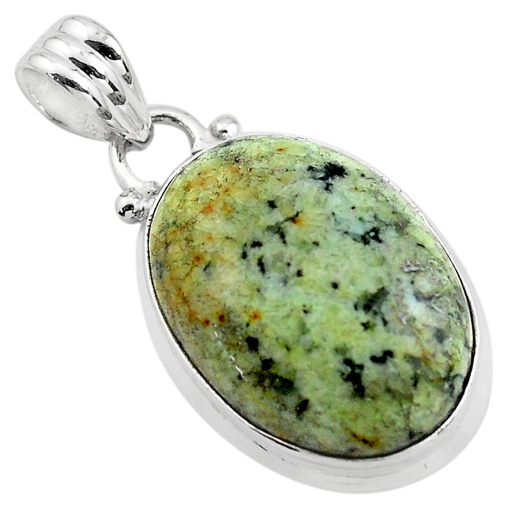 14.12cts natural green norwegian turquoise 925 sterling silver pendant p85488