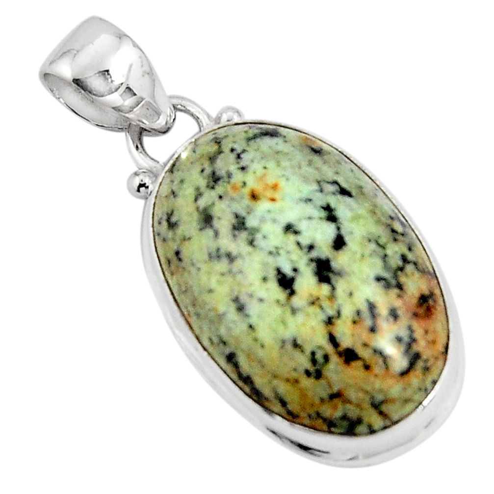 16.85cts natural green norwegian turquoise 925 sterling silver pendant p90488