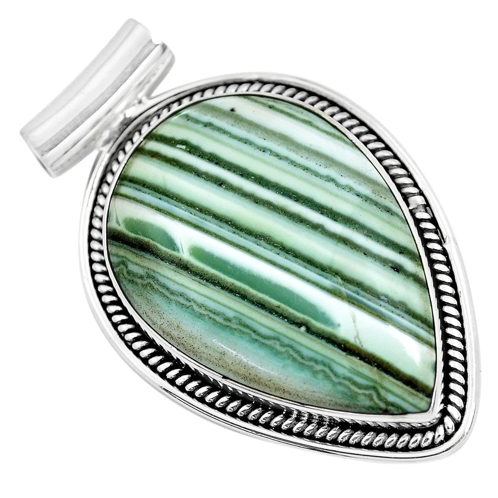 31.56cts natural green opal 925 sterling silver pendant jewelry p42966