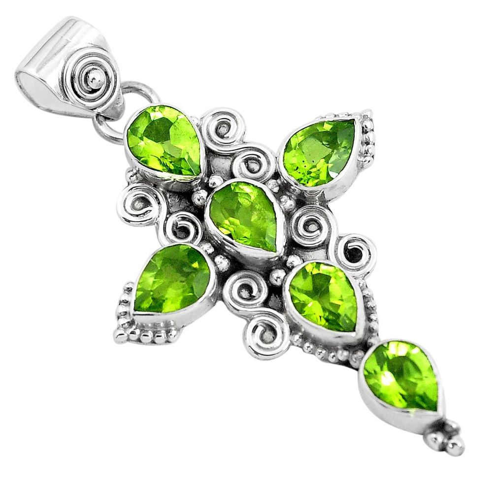9.32cts natural green peridot 925 sterling silver holy cross pendant p35981