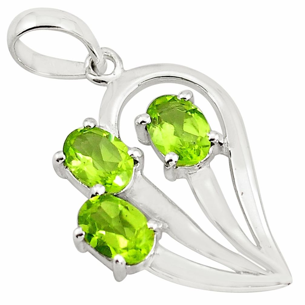 4.52cts natural green peridot 925 sterling silver pendant jewelry p82069