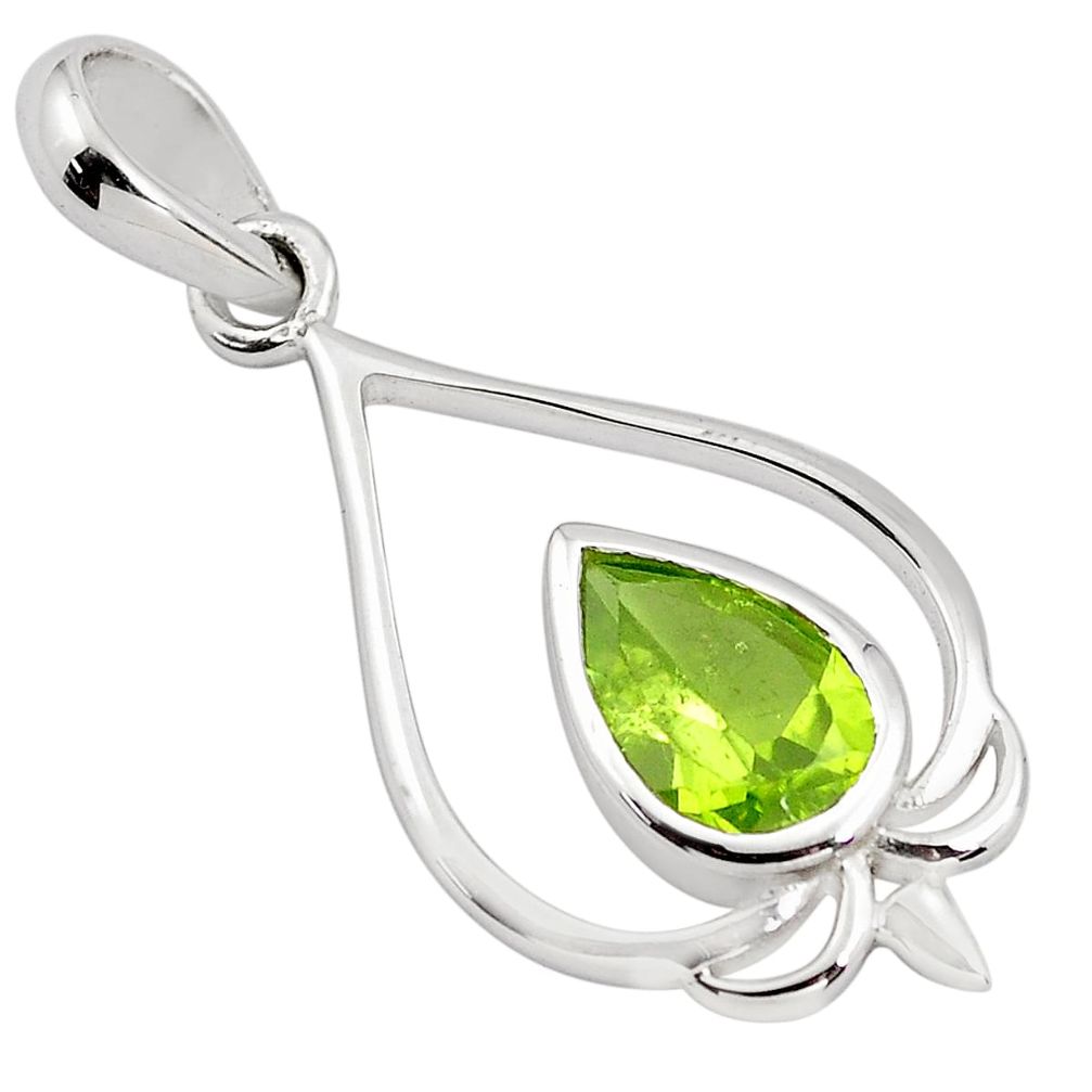 2.50cts natural green peridot 925 sterling silver pendant jewelry p82521