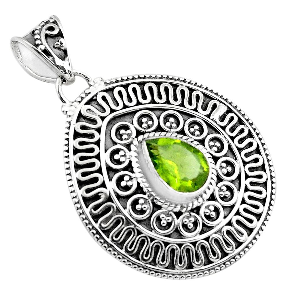 2.36cts natural green peridot 925 sterling silver pendant jewelry p86277