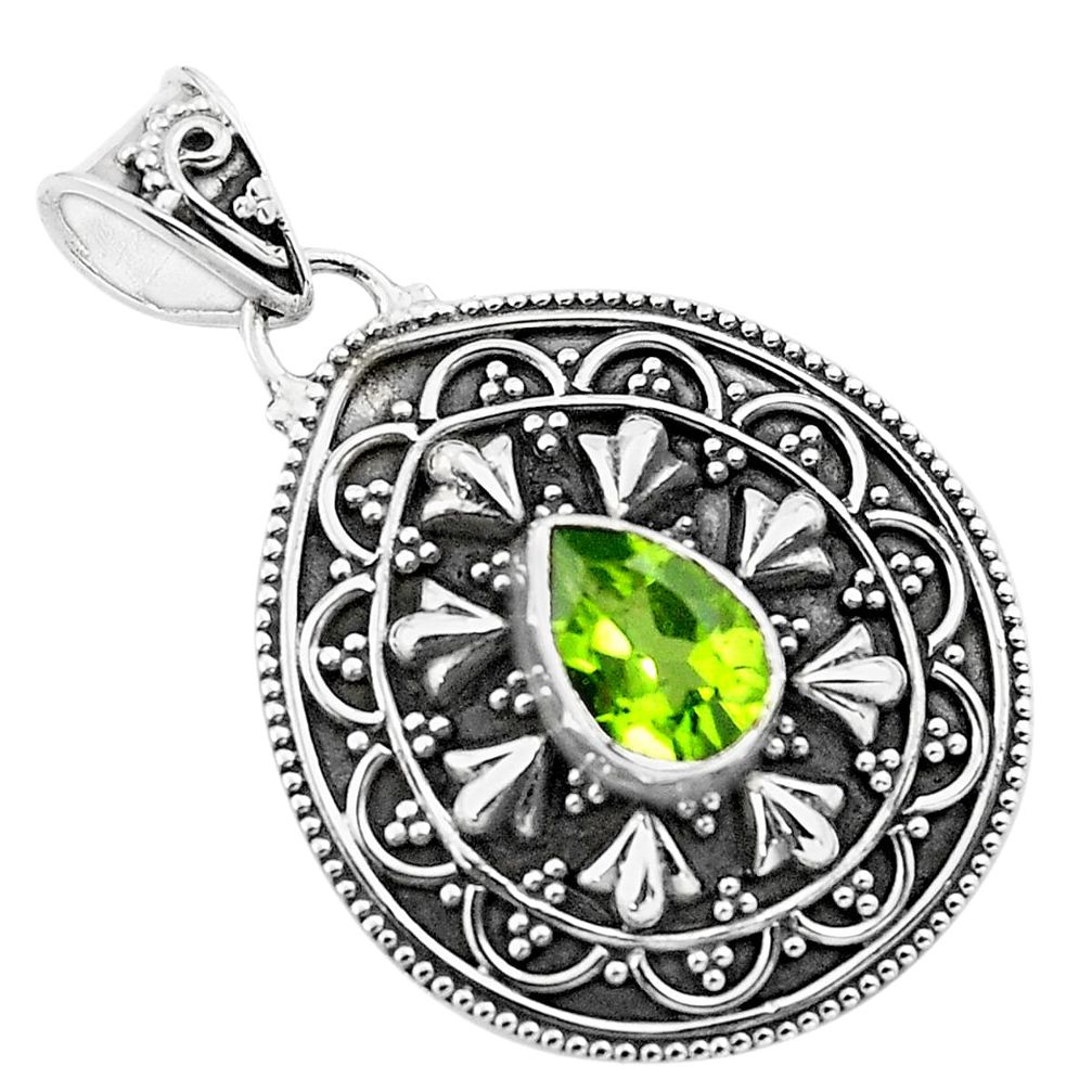 2.63cts natural green peridot 925 sterling silver pendant jewelry p86298