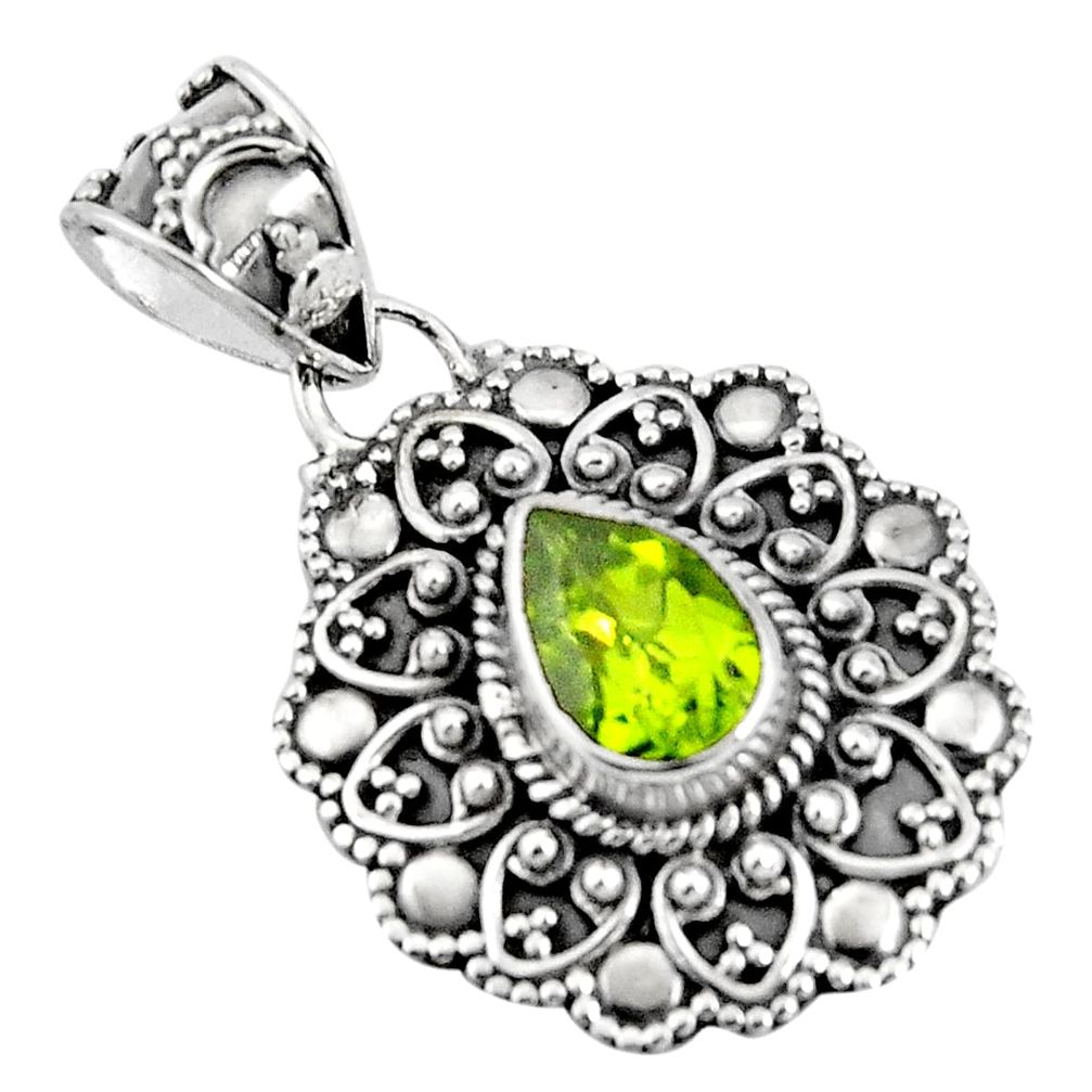 2.32cts natural green peridot 925 sterling silver pendant jewelry p90235