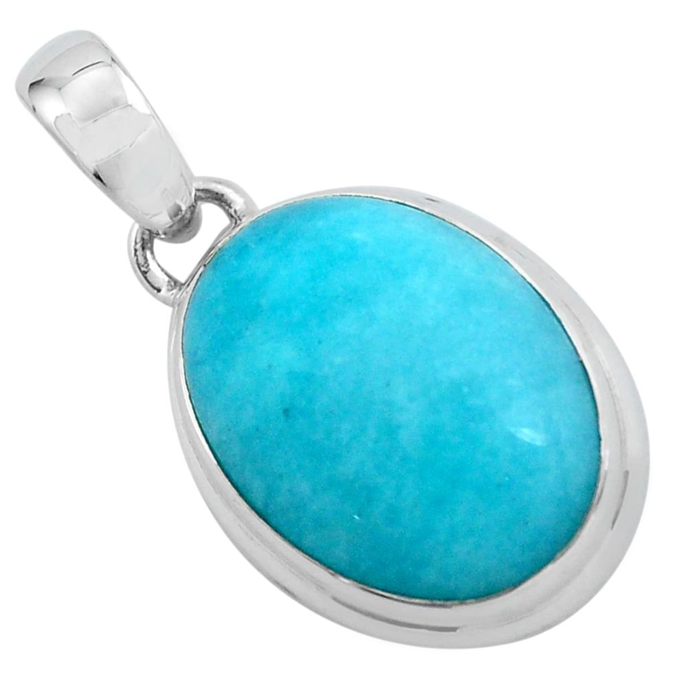 18.15cts natural green peruvian amazonite 925 sterling silver pendant p59461