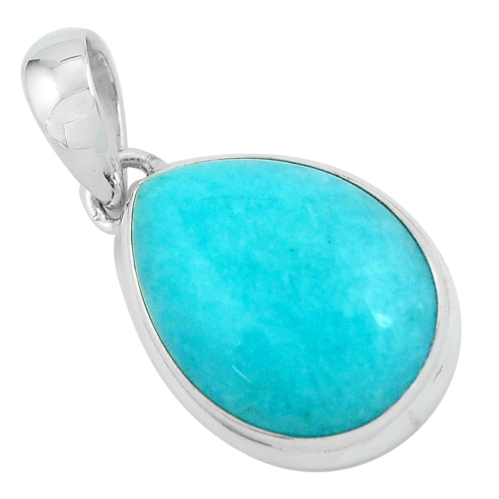 17.57cts natural green peruvian amazonite 925 sterling silver pendant p59467