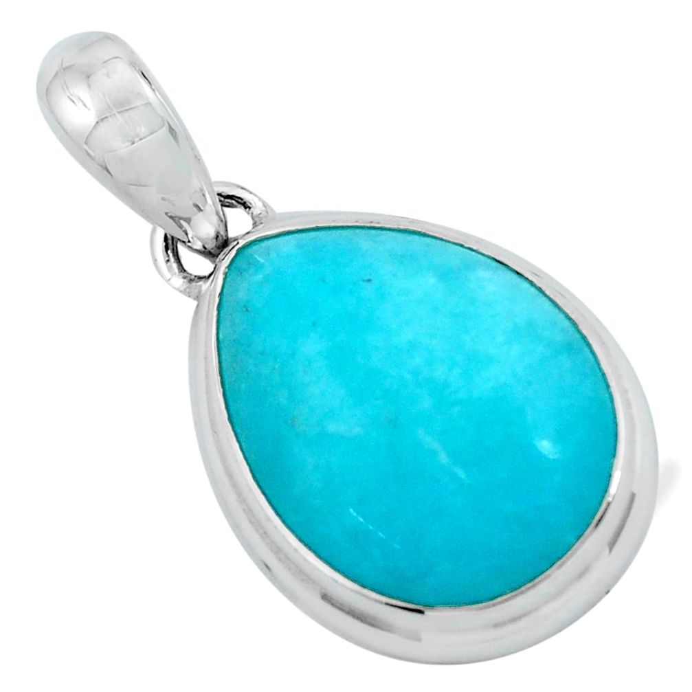 18.10cts natural green peruvian amazonite 925 sterling silver pendant p59473