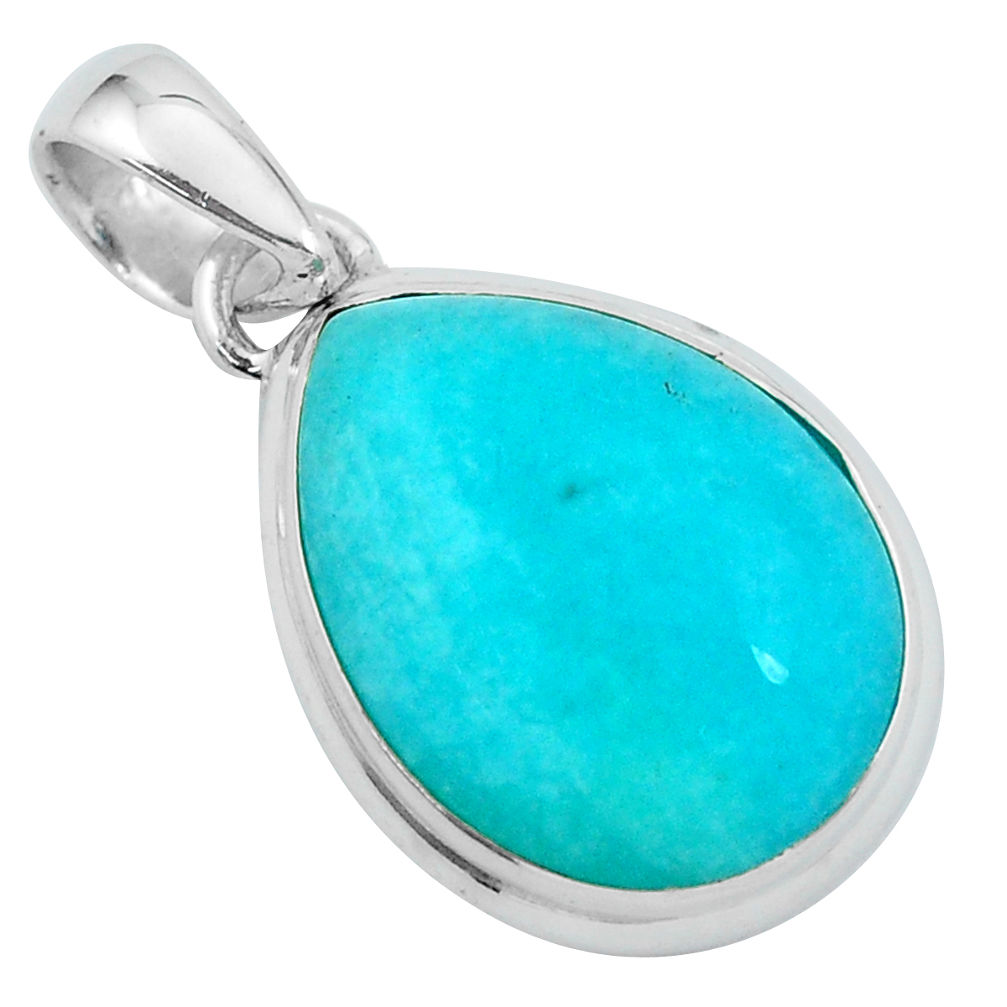 17.57cts natural green peruvian amazonite 925 sterling silver pendant p59476