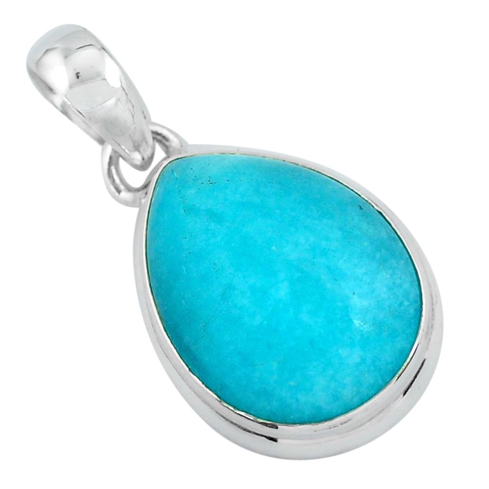 17.70cts natural green peruvian amazonite 925 sterling silver pendant p59480