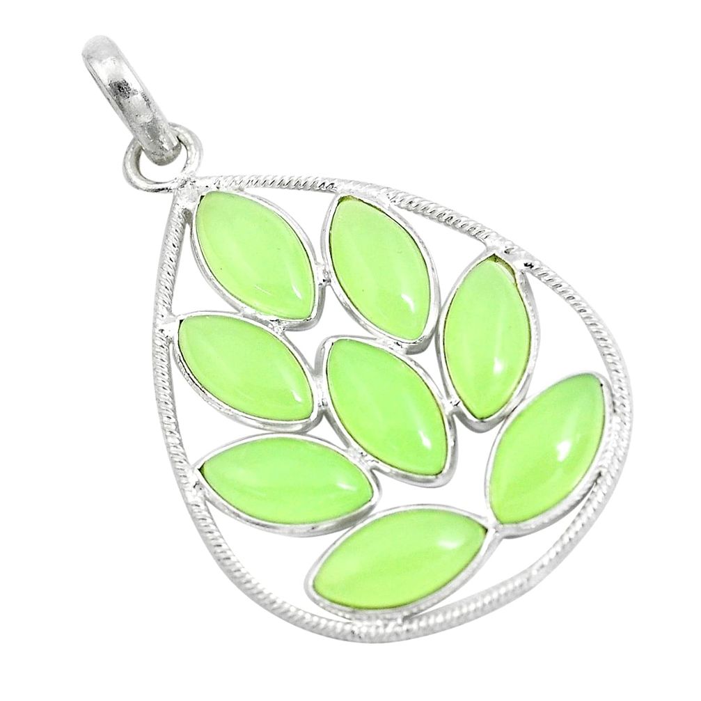 19.40cts natural green prehnite 925 sterling silver pendant jewelry d31278