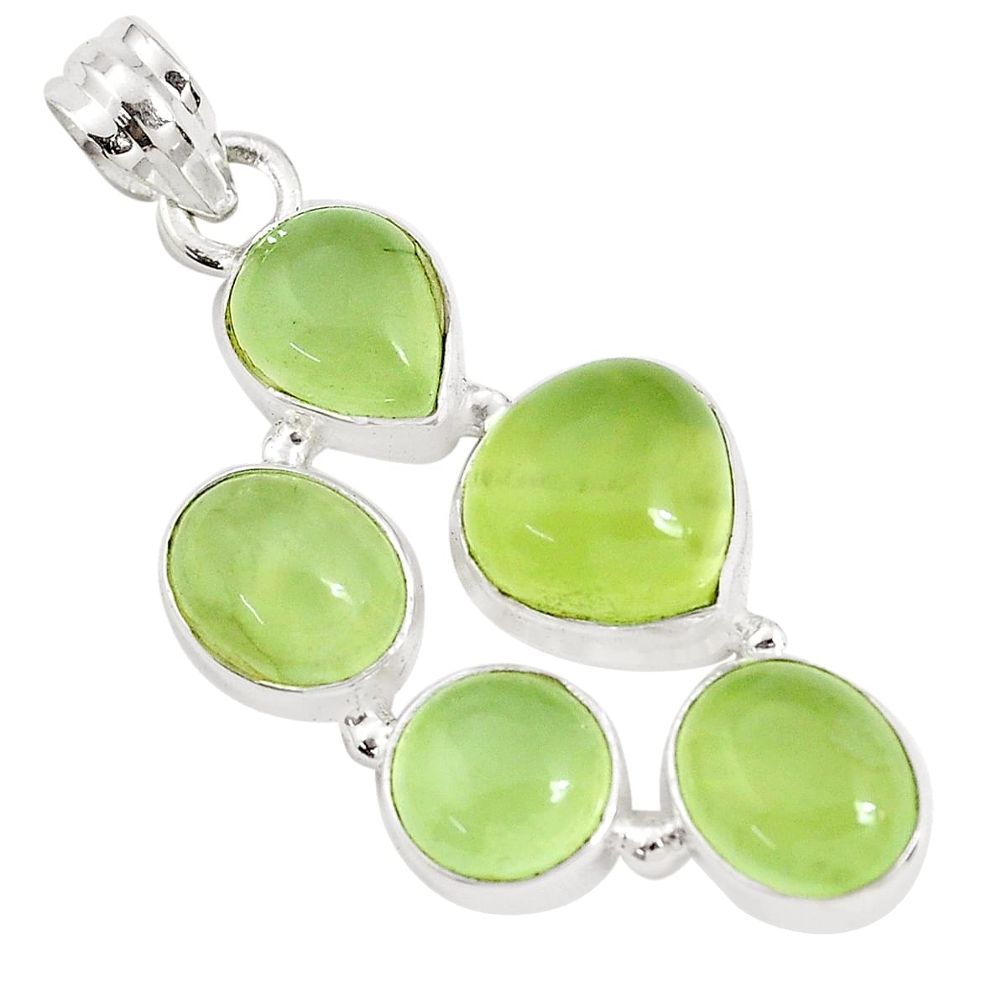 19.51cts natural green prehnite 925 sterling silver pendant jewelry p34023