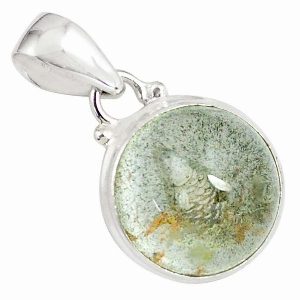 15.02cts natural green scenic lodolite 925 sterling silver pendant p79070