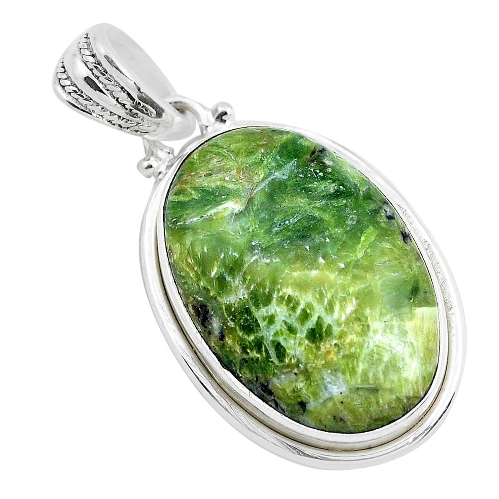 19.23cts natural green swiss imperial opal 925 sterling silver pendant p40642