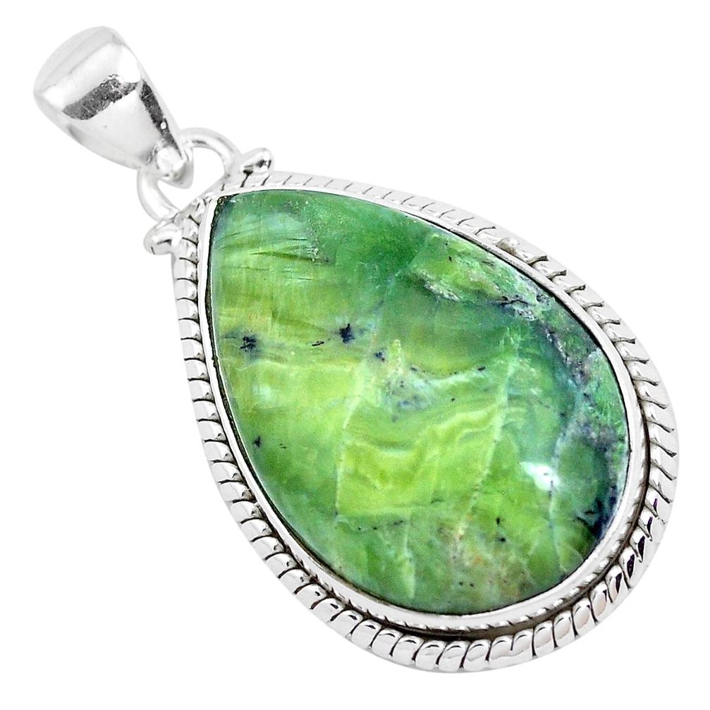 22.59cts natural green swiss imperial opal 925 sterling silver pendant p40647