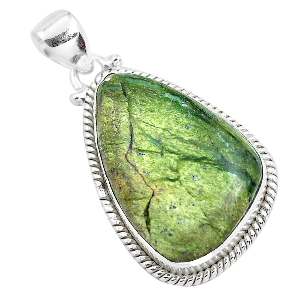 17.55cts natural green swiss imperial opal 925 sterling silver pendant p40648