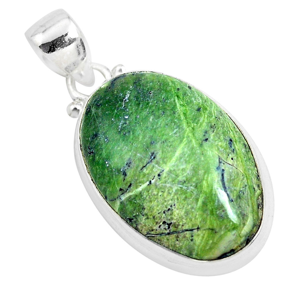 15.08cts natural green swiss imperial opal 925 sterling silver pendant p40654