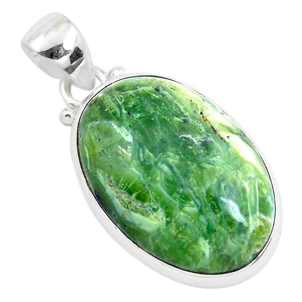 15.08cts natural green swiss imperial opal 925 sterling silver pendant p40657