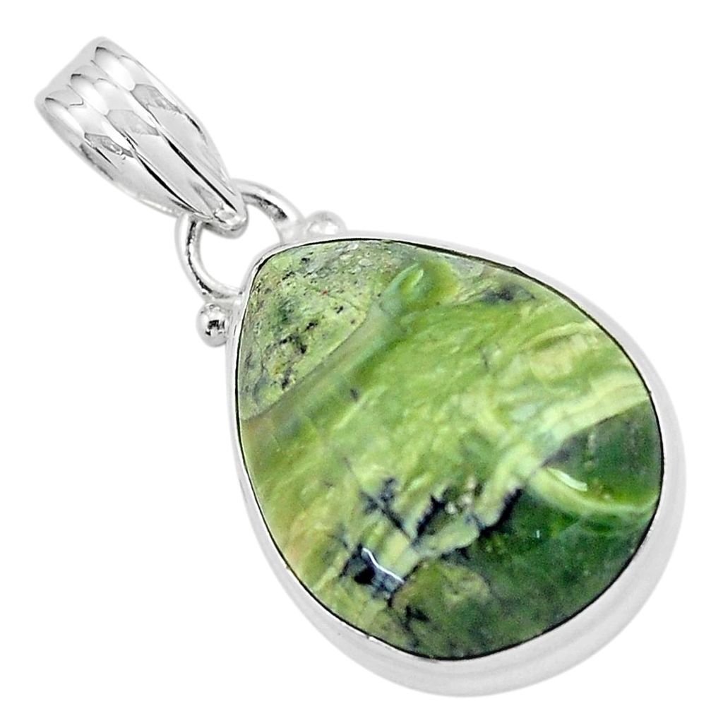 14.72cts natural green swiss imperial opal 925 sterling silver pendant p59656