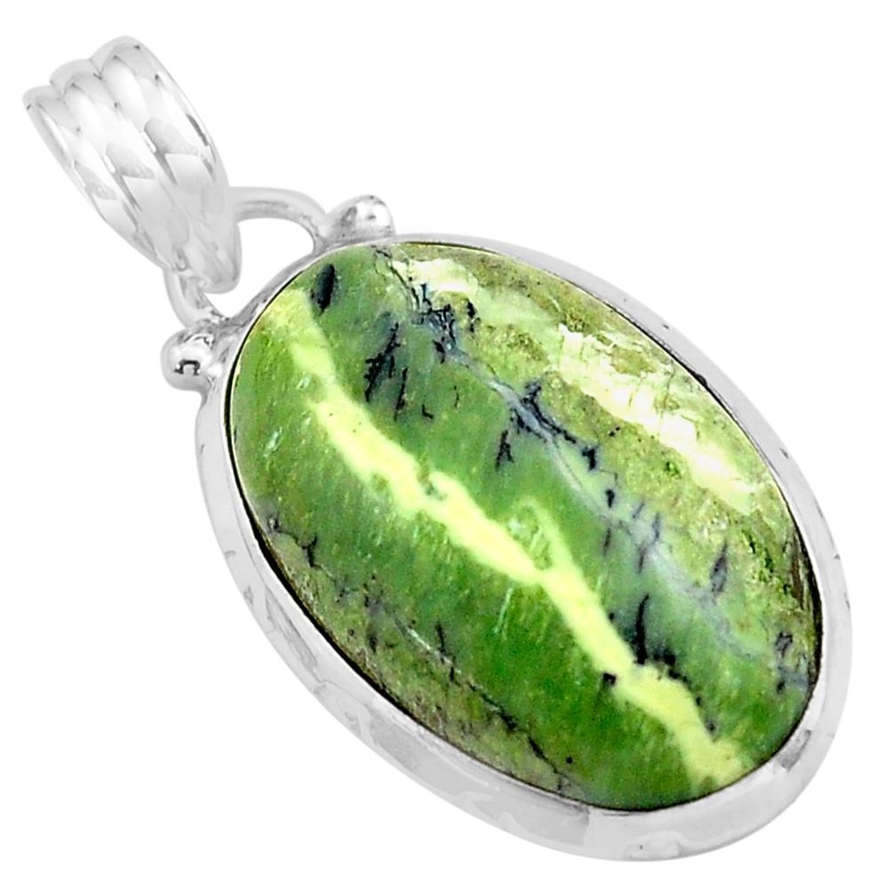 12.22cts natural green swiss imperial opal 925 sterling silver pendant p85562