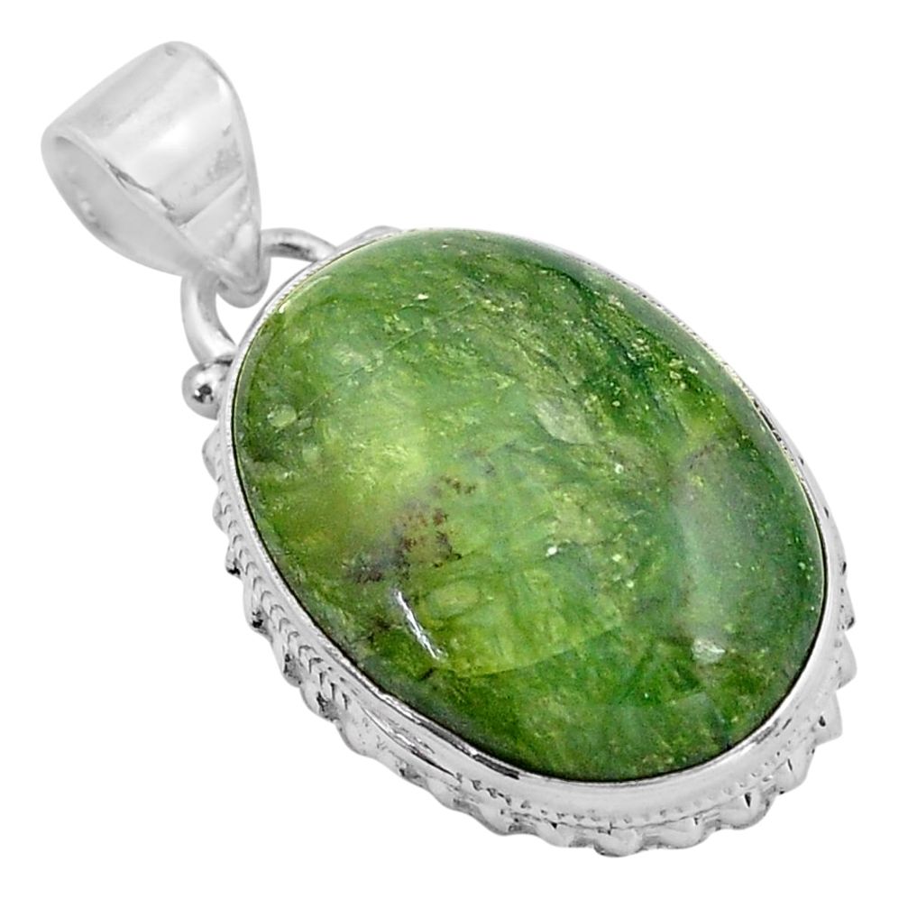 17.22cts natural green swiss imperial opal 925 sterling silver pendant p85569