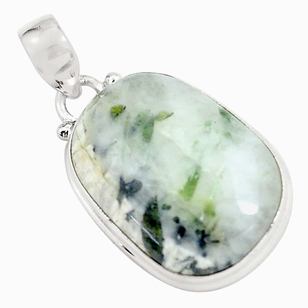 20.88cts natural green tourmaline in quartz 925 sterling silver pendant d31725