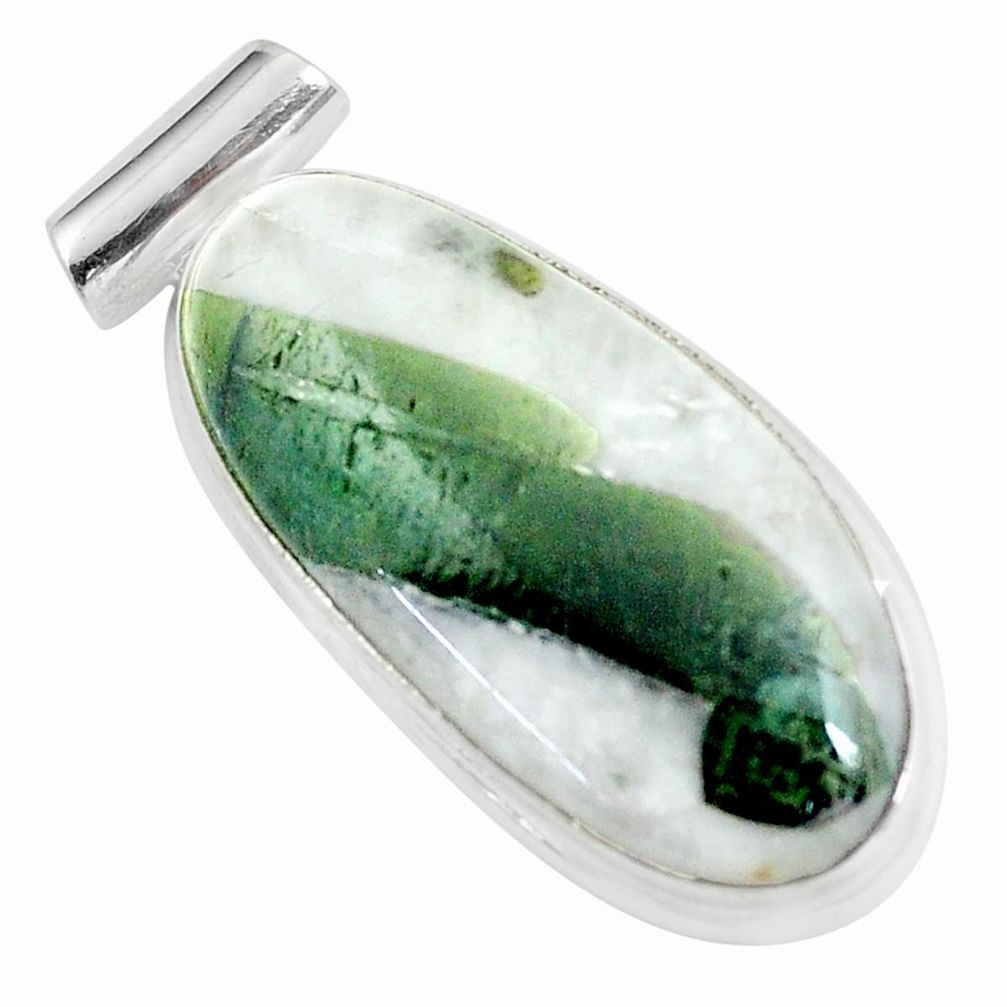 15.05cts natural green tourmaline in quartz 925 sterling silver pendant d31789