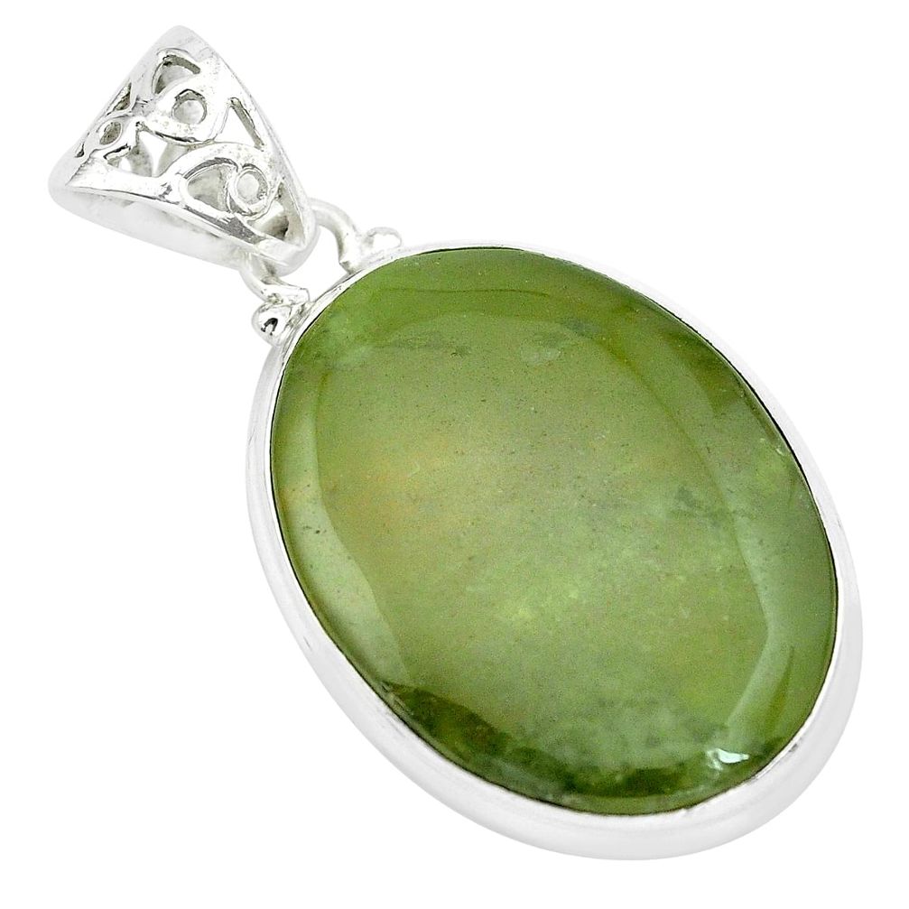 26.16cts natural green vasonite 925 sterling silver 18' chain pendant p66243