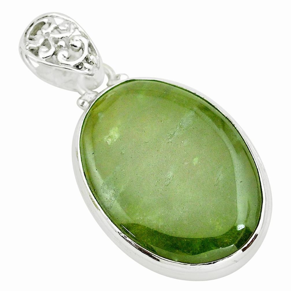 29.93cts natural green vasonite 925 sterling silver pendant jewelry p66245