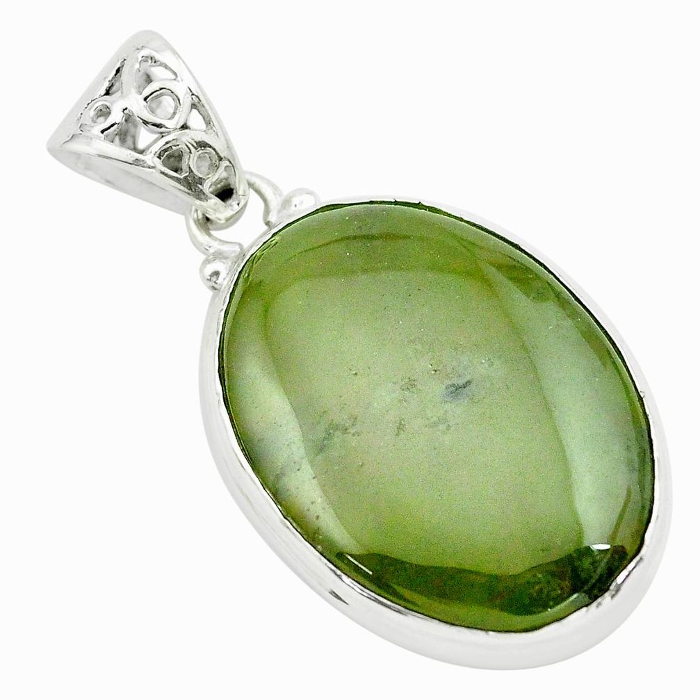 26.16cts natural green vasonite 925 sterling silver pendant jewelry p66253