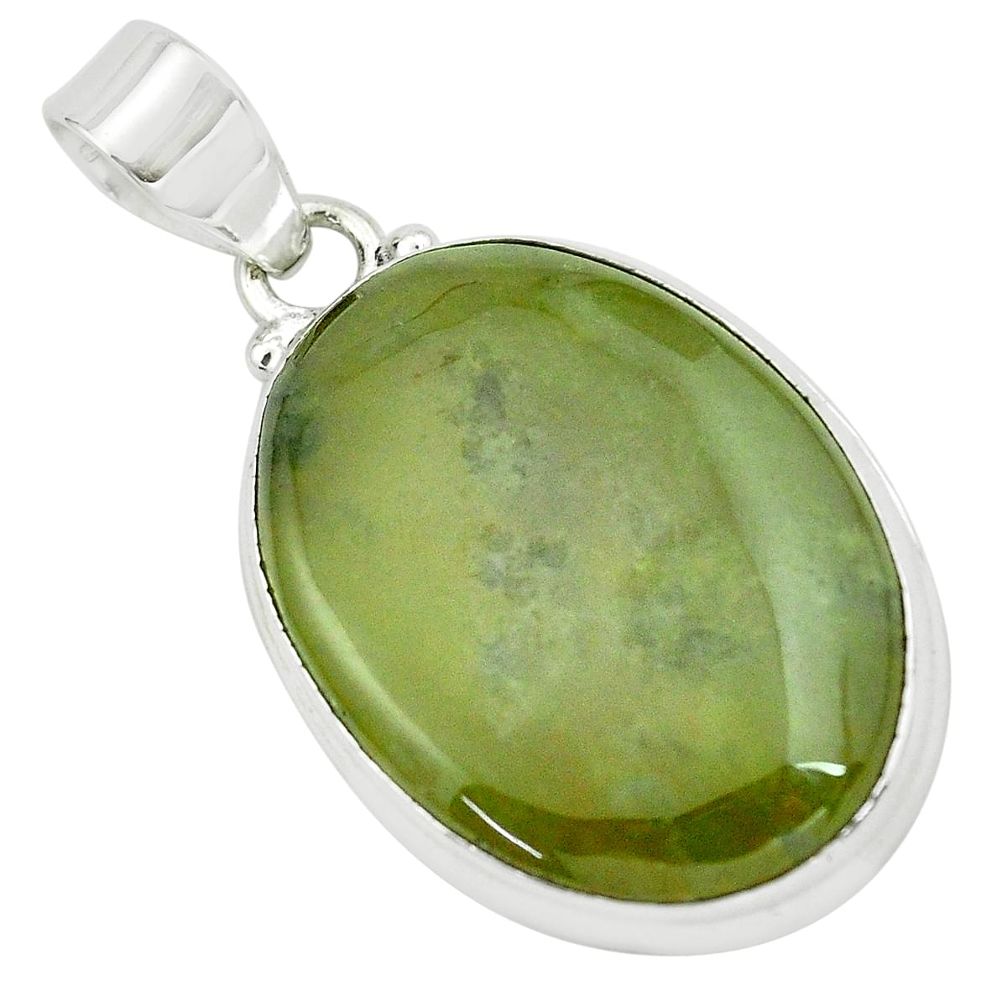 24.33cts natural green vasonite 925 sterling silver pendant jewelry p66257