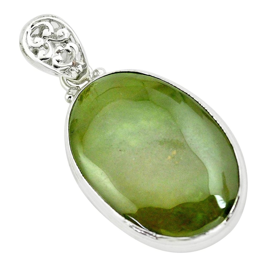 30.49cts natural green vasonite 925 sterling silver pendant jewelry p66259