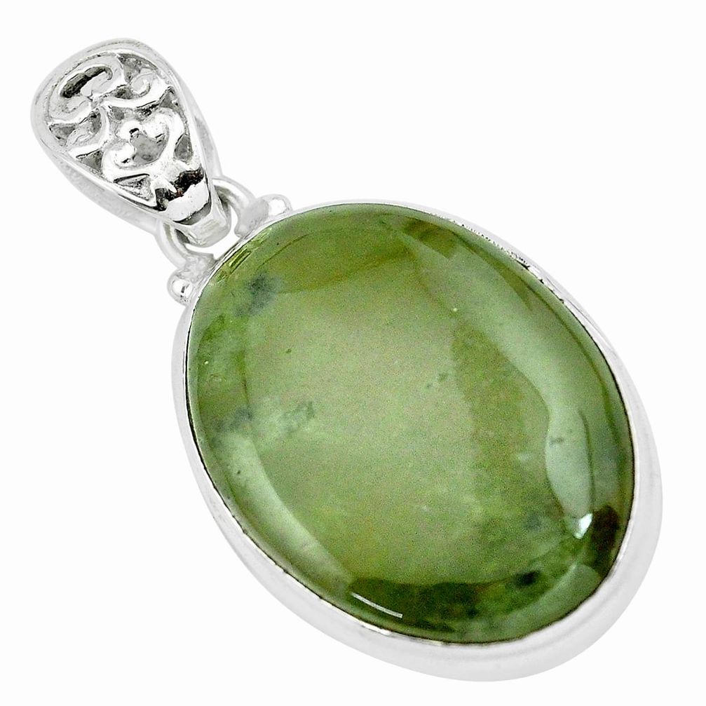 28.08cts natural green vasonite 925 sterling silver pendant jewelry p66260