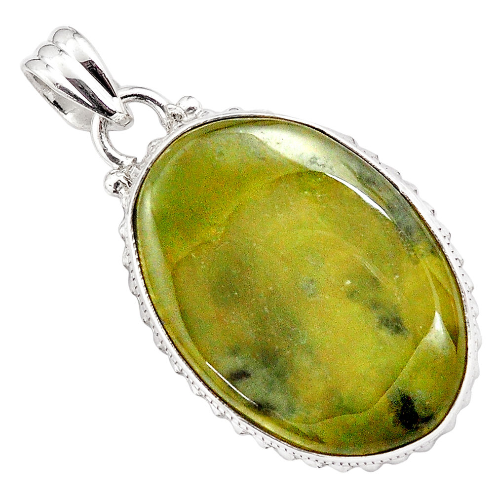 22.59cts natural green vasonite 925 sterling silver pendant jewelry p85201