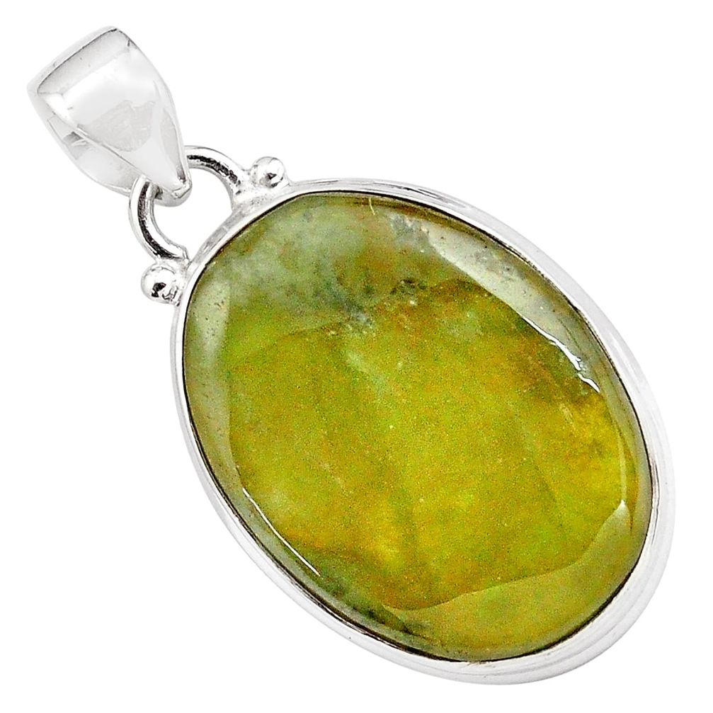 19.23cts natural green vasonite 925 sterling silver pendant jewelry p85202