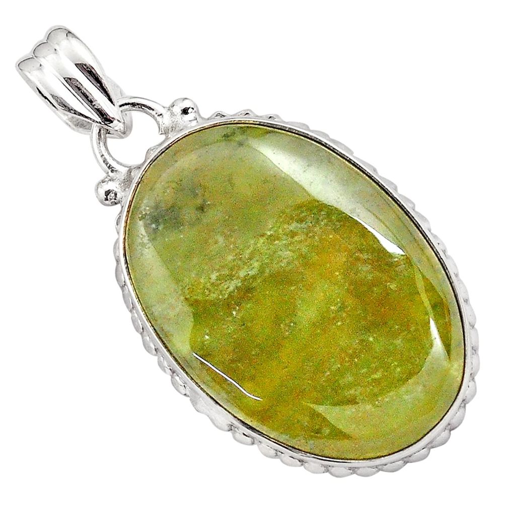 19.72cts natural green vasonite 925 sterling silver pendant jewelry p85203