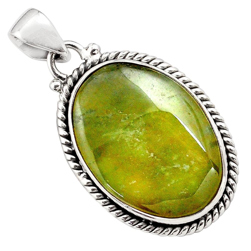 21.48cts natural green vasonite 925 sterling silver pendant jewelry p85205