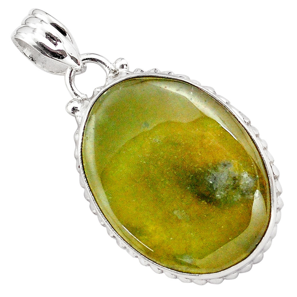 21.48cts natural green vasonite 925 sterling silver pendant jewelry p85206