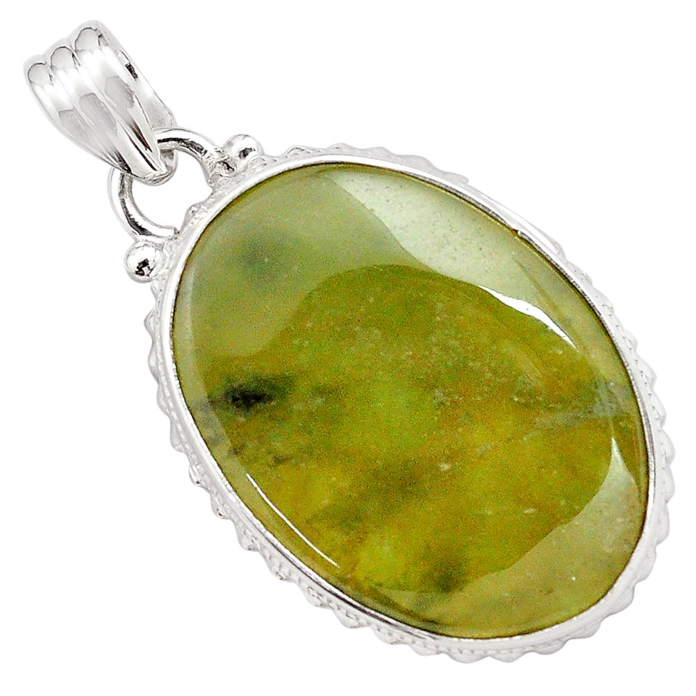 22.05cts natural green vasonite 925 sterling silver pendant jewelry p85211