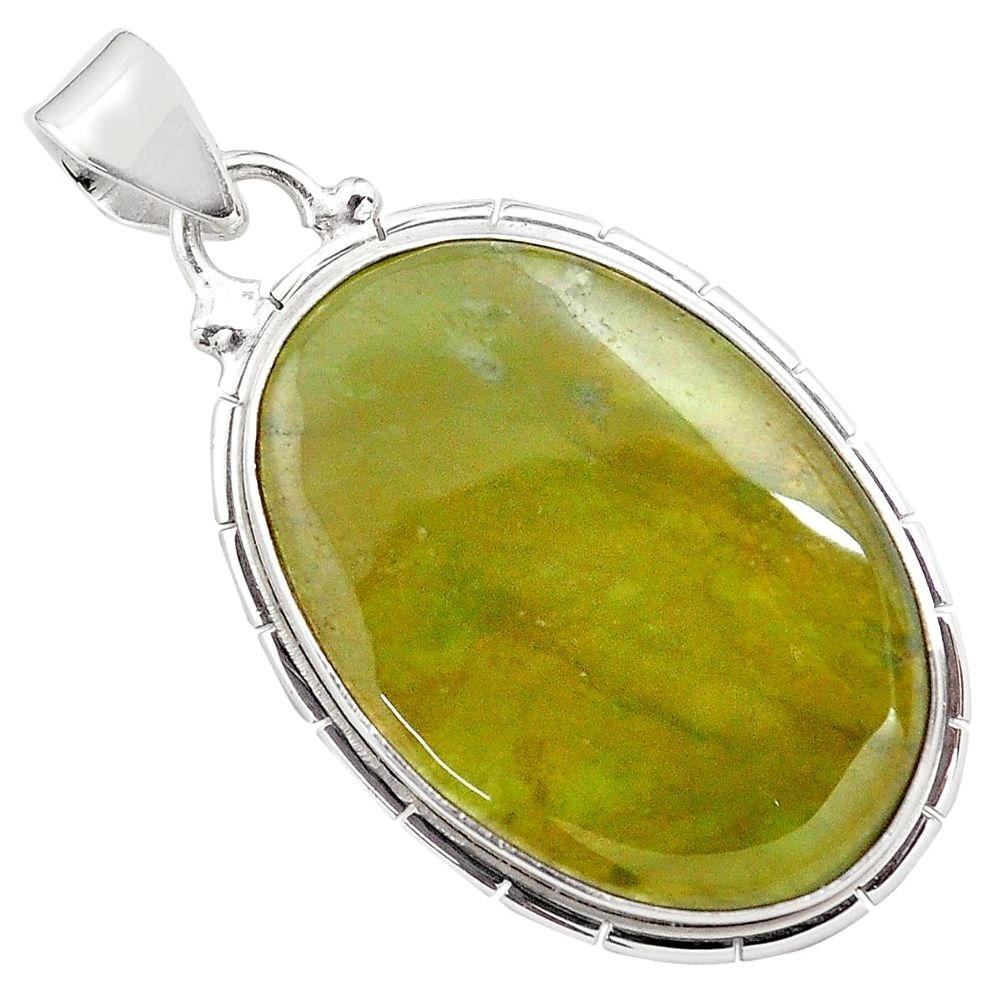 24.38cts natural green vasonite 925 sterling silver pendant jewelry p85212