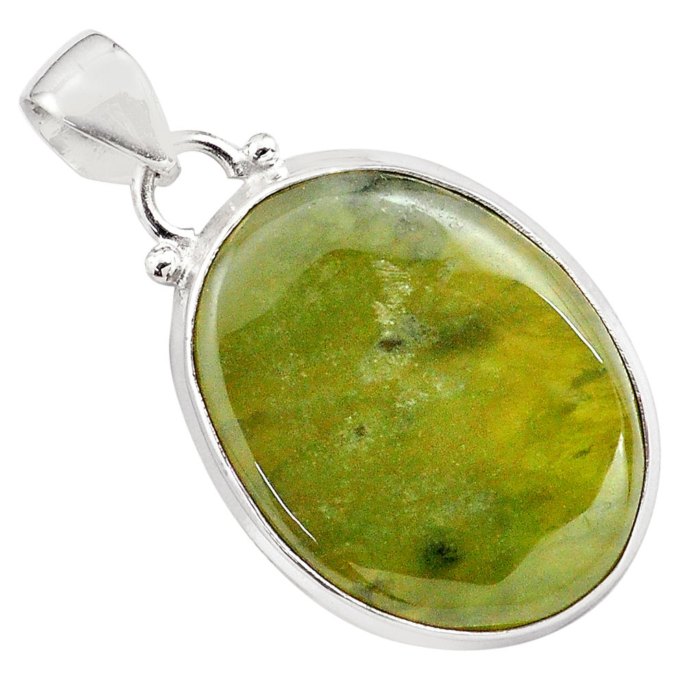 19.23cts natural green vasonite 925 sterling silver pendant jewelry p85213