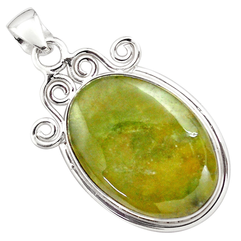 26.16cts natural green vasonite 925 sterling silver pendant jewelry p85225